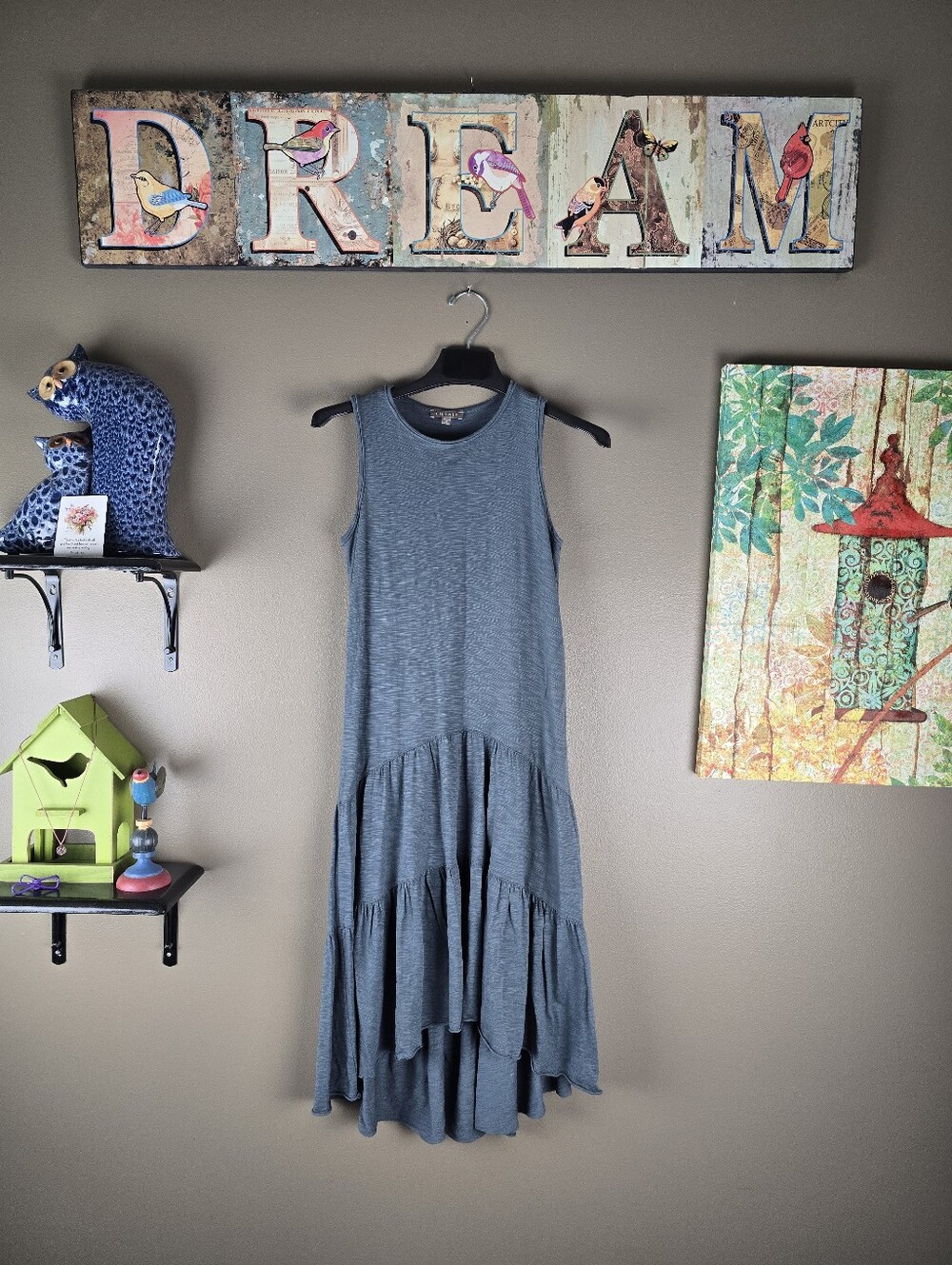 LILLA P Boho Lagenlook Tiered Sleeveless Dress XS